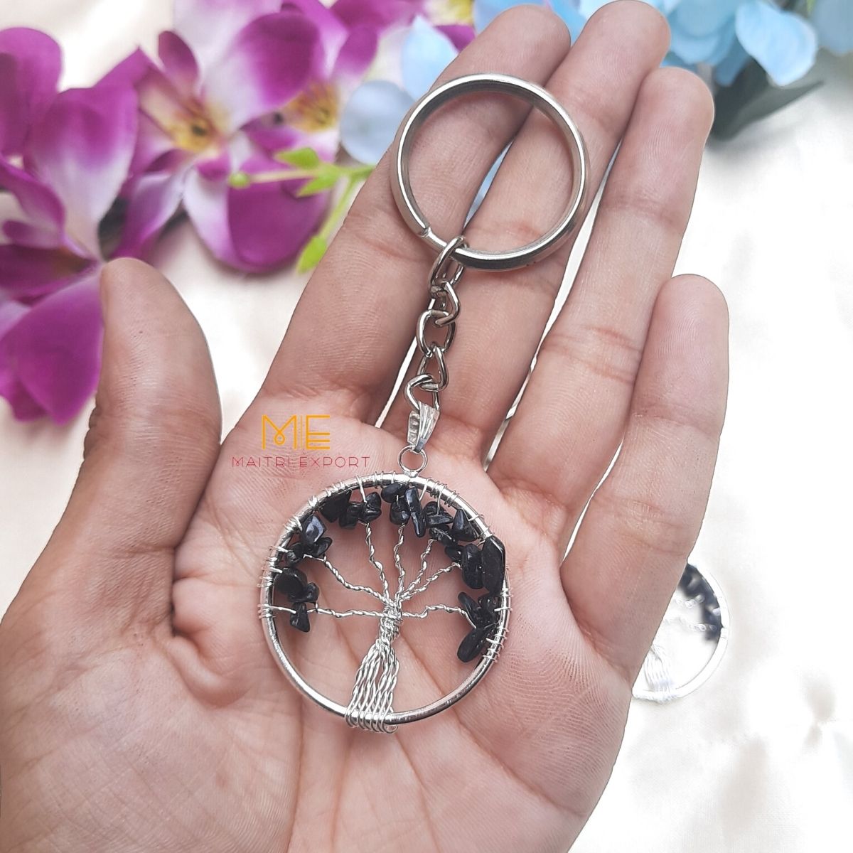 Tree of Life keychains-Black tourmaline-Maitri Export | Crystals Store