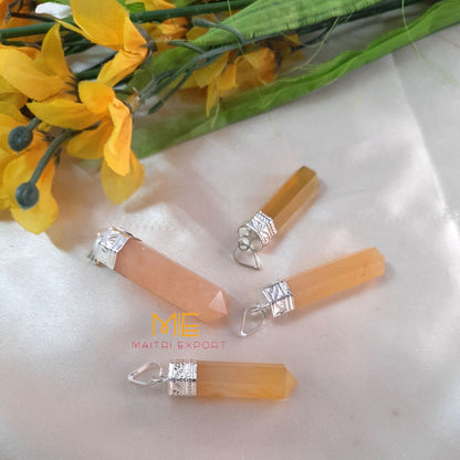 Natural crystal Single Point Pencil Pendant-Maitri Export | Crystals Store