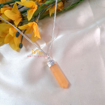 Natural crystal Single Point Pencil Pendant-Maitri Export | Crystals Store