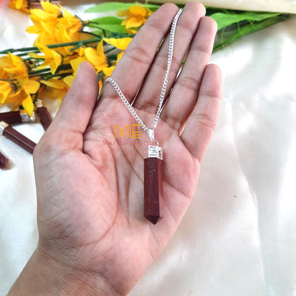 Natural crystal Single Point Pencil Pendant-Red Jasper-Maitri Export | Crystals Store