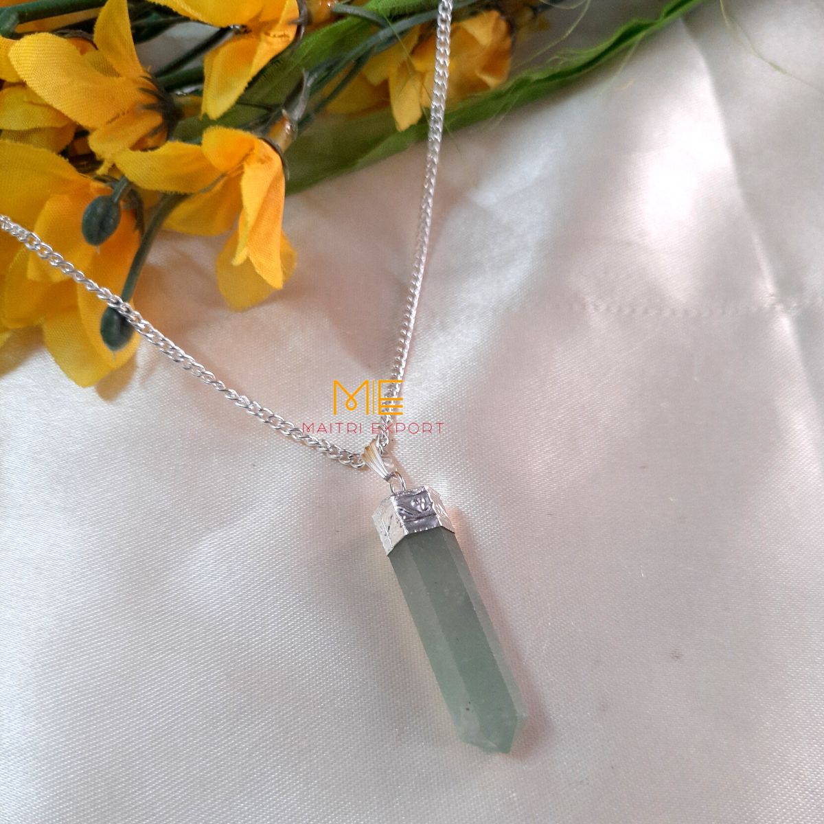 Natural crystal Single Point Pencil Pendant-Maitri Export | Crystals Store