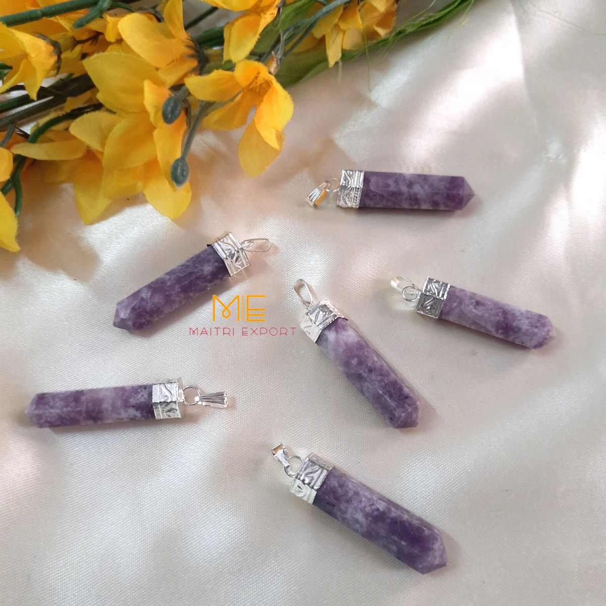 Natural crystal Single Point Pencil Pendant-Maitri Export | Crystals Store