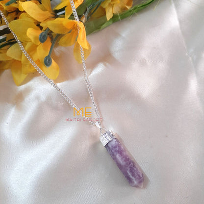 Natural crystal Single Point Pencil Pendant-Maitri Export | Crystals Store