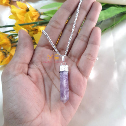 Natural crystal Single Point Pencil Pendant-Lepidolite-Maitri Export | Crystals Store