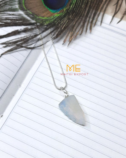 Natural crystal stone rough crescent pendant-Maitri Export | Crystals Store