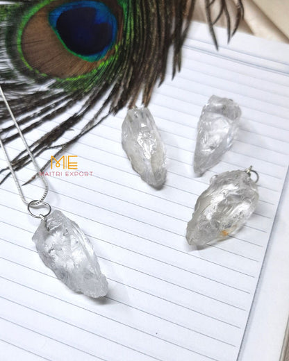 Natural crystal stone rough crescent pendant-Maitri Export | Crystals Store