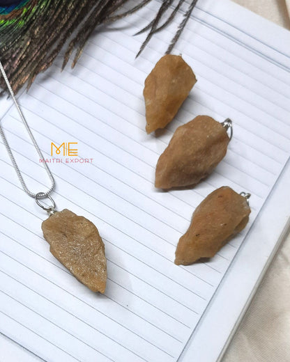 Natural crystal stone rough crescent pendant-Yellow Aventurine-Maitri Export | Crystals Store