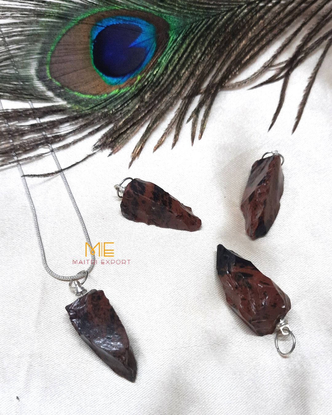 Natural crystal stone rough crescent pendant-Maitri Export | Crystals Store