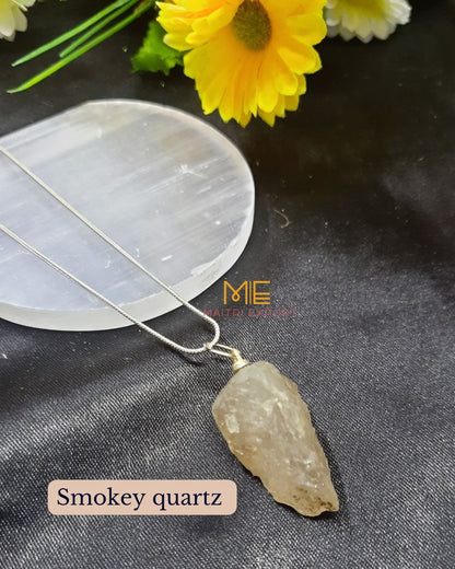 Natural crystal stone rough crescent pendant-Smokey Quartz-Maitri Export | Crystals Store