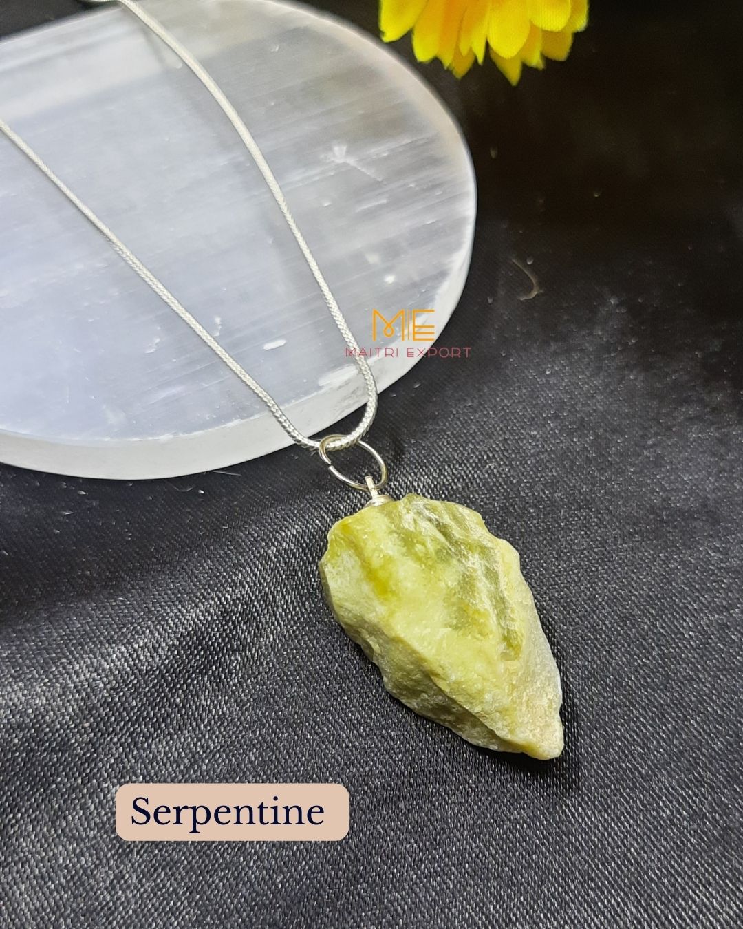 Natural crystal stone rough crescent pendant-Serpentine-Maitri Export | Crystals Store