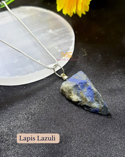 Natural crystal stone rough crescent pendant-Lapis Lazuli-Maitri Export | Crystals Store