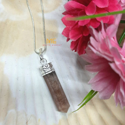 Natural crystal Single Point Pencil Pendant-Maitri Export | Crystals Store