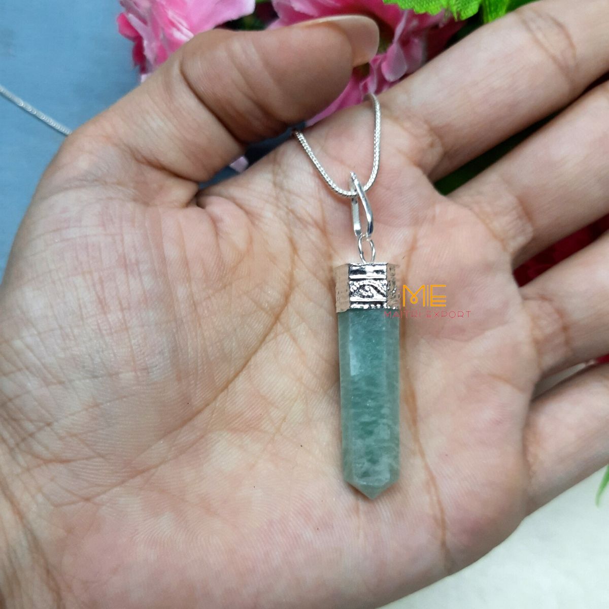 Natural crystal Single Point Pencil Pendant-Amazonite-Maitri Export | Crystals Store