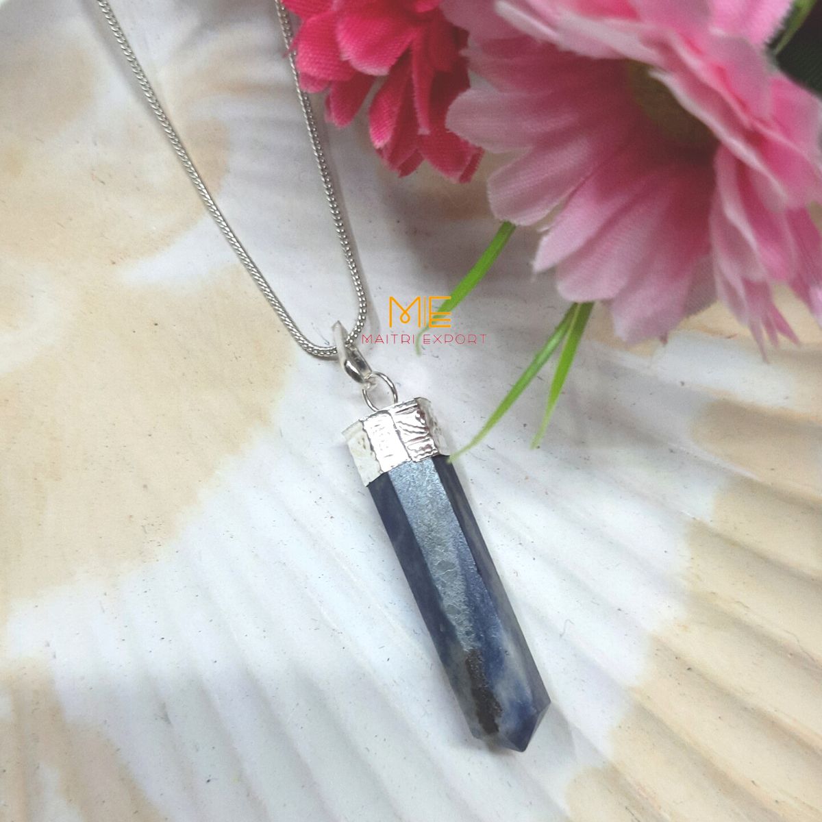 Natural crystal Single Point Pencil Pendant-Maitri Export | Crystals Store