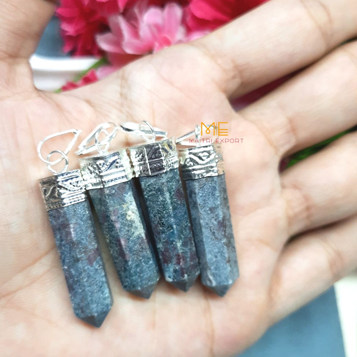 Natural crystal Single Point Pencil Pendant-Maitri Export | Crystals Store