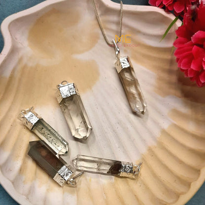 Natural crystal Single Point Pencil Pendant-Tourmaline Quartz-Maitri Export | Crystals Store