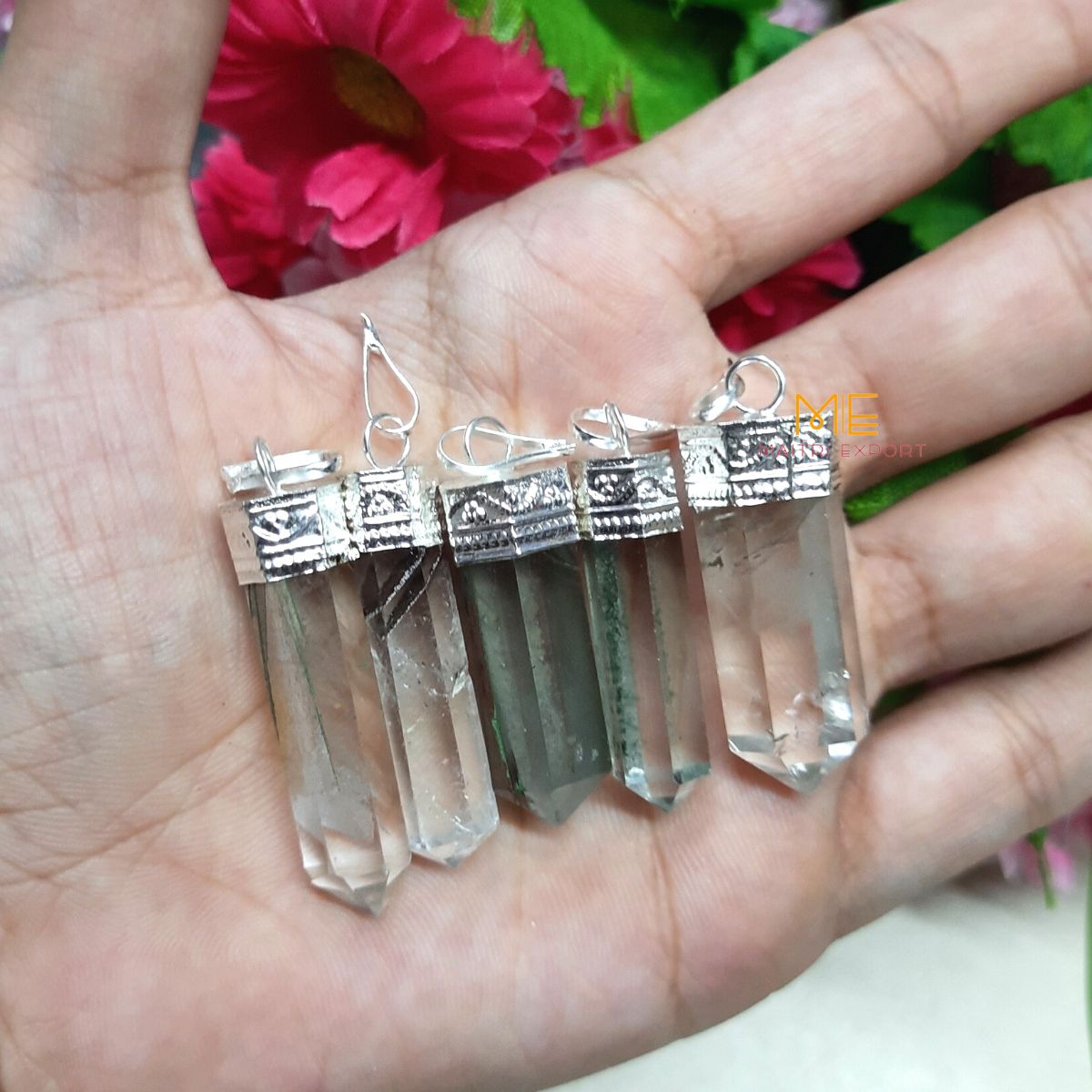 Natural crystal Single Point Pencil Pendant-Maitri Export | Crystals Store