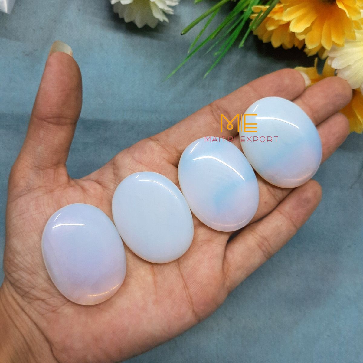 Crystal oval cabochon / mini palmstone-Opalite-Maitri Export | Crystals Store