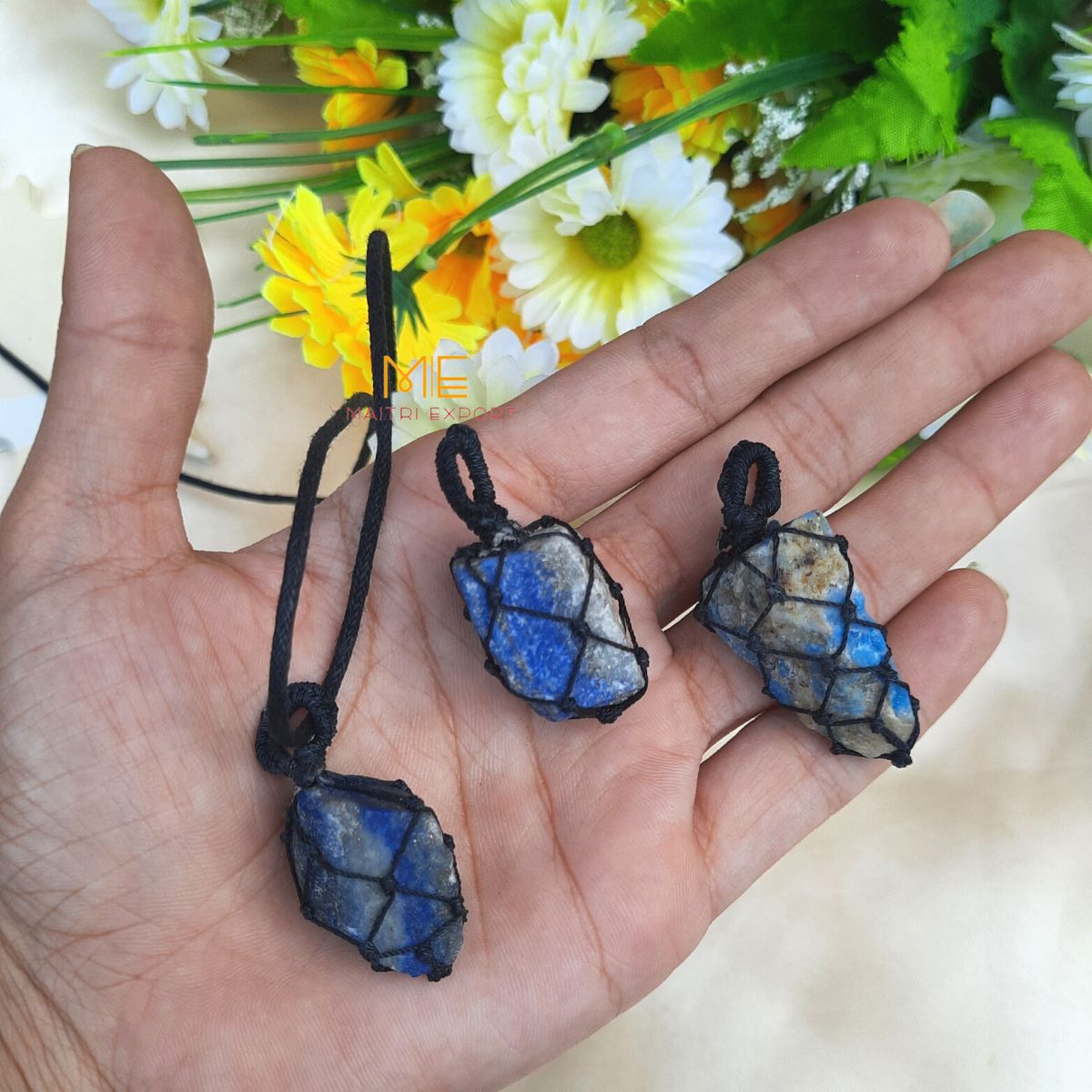 Natural Healing crystal stones Rough / Raw pendant with Thread Wrapping-Maitri Export | Crystals Store