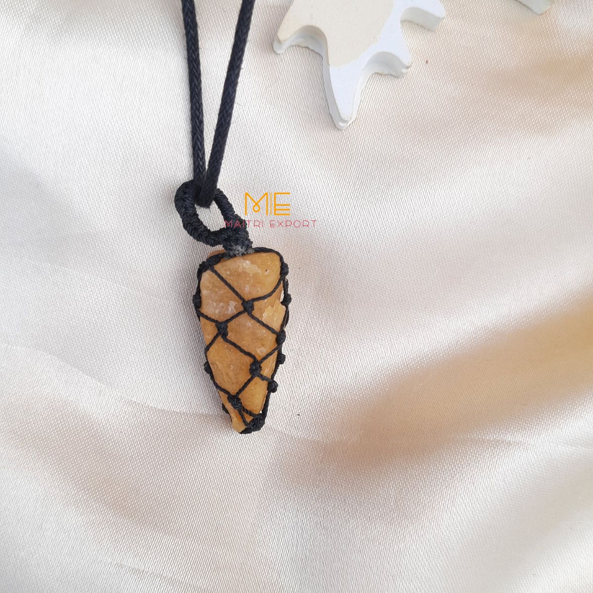 Natural Healing crystal stones Rough / Raw pendant with Thread Wrapping-Golden Agate-Maitri Export | Crystals Store