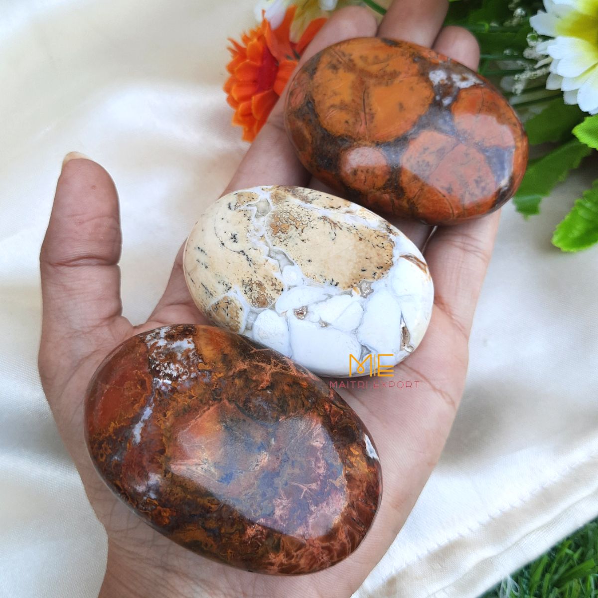 Natural different crystal palmstone for meditation and healing-Maligano jasper-Maitri Export | Crystals Store