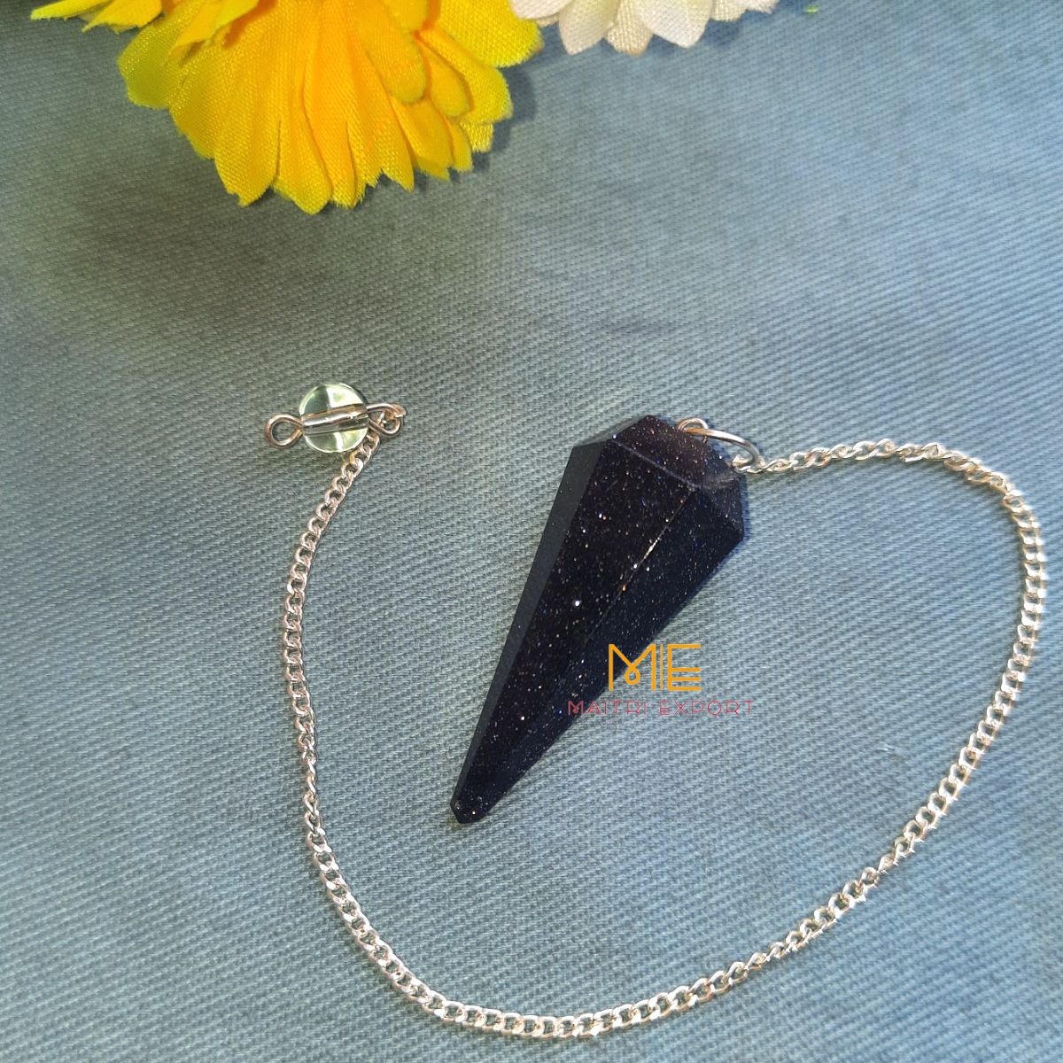 Cone shaped Pendulum-Blue Goldstone-Maitri Export | Crystals Store