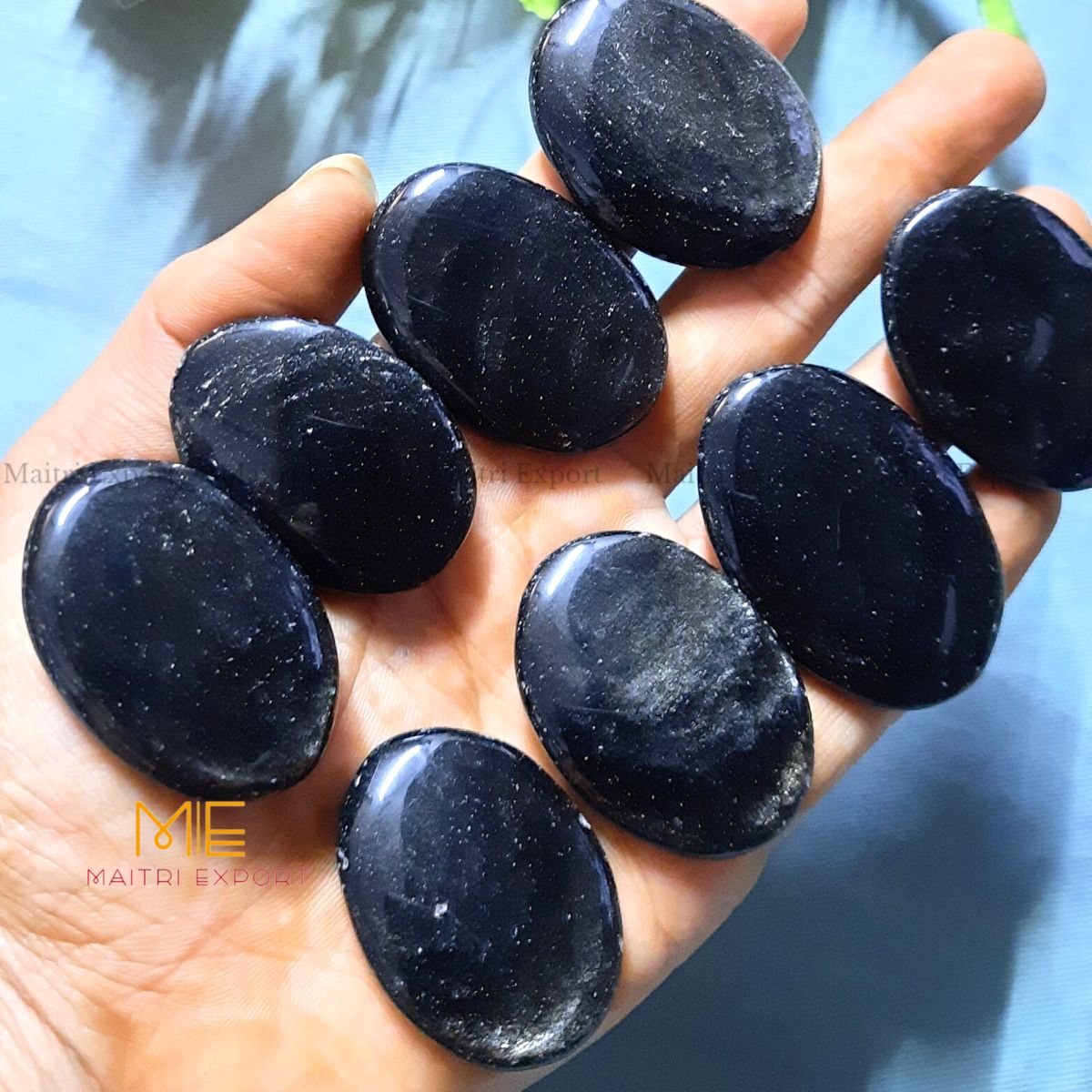 Crystal oval cabochon / mini palmstone-Black Obsidian-Maitri Export | Crystals Store