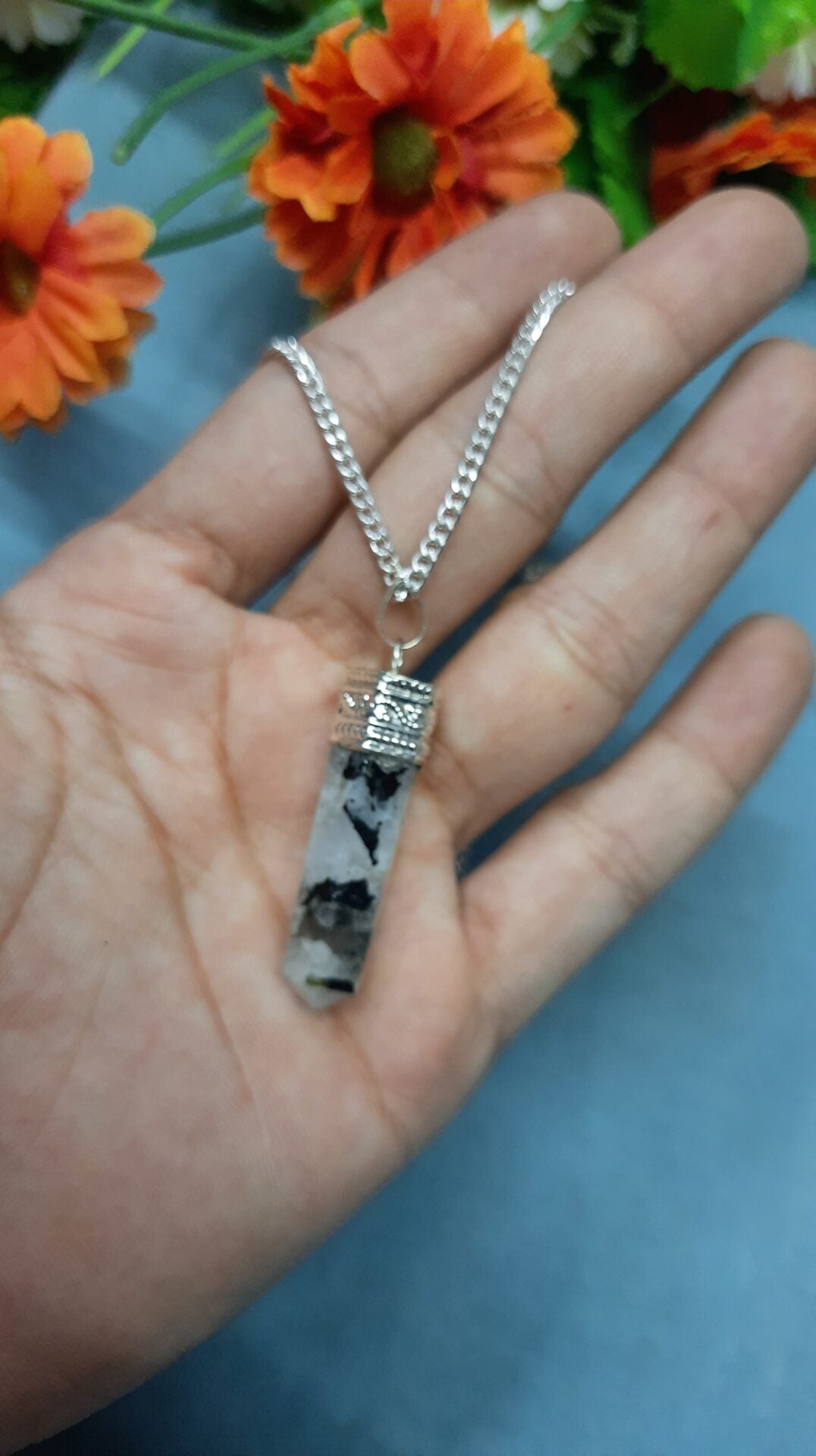 Natural crystal Single Point Pencil Pendant-Maitri Export | Crystals Store