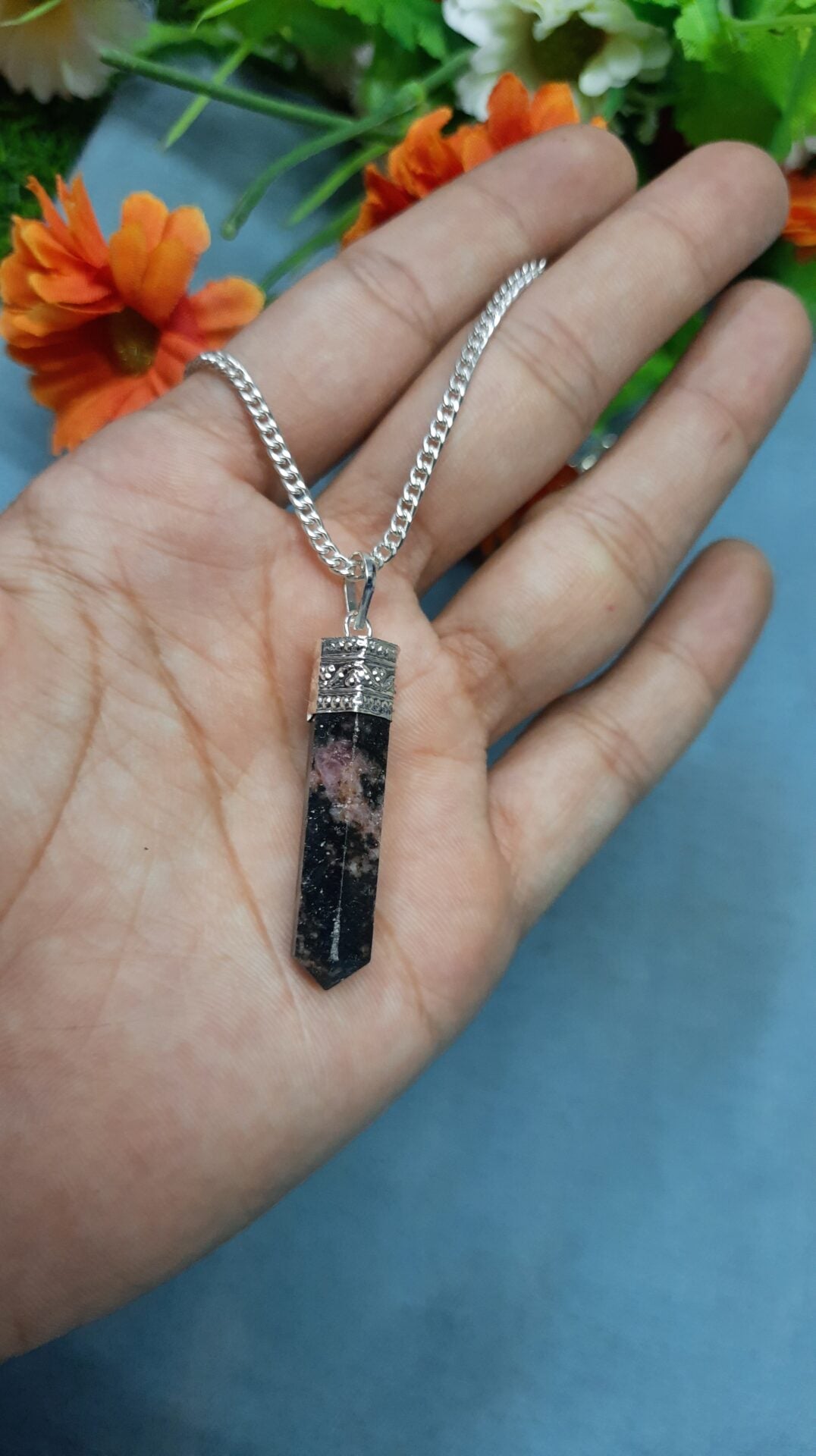 Natural crystal Single Point Pencil Pendant-Maitri Export | Crystals Store