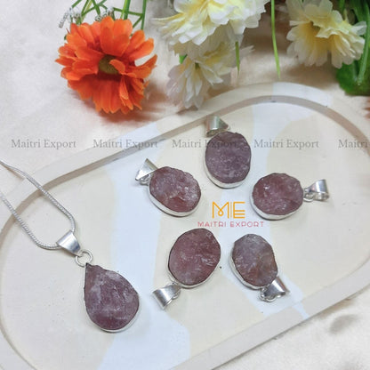 Natural crystal stone raw framed pendant-Maitri Export | Crystals Store