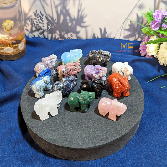 1.5 Inch Elephant Natural Crystal Handcrafted Figurine / Carving-Maitri Export | Crystals Store