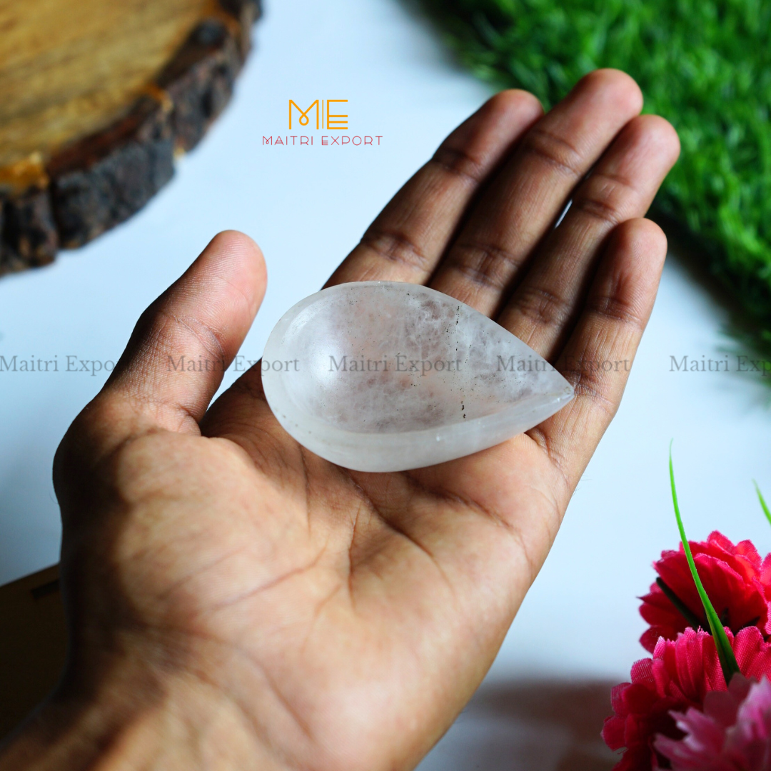 Natural Healing Crystal Stone 1 Face Leaf Shape Diya / Deepak-Maitri Export | Crystals Store