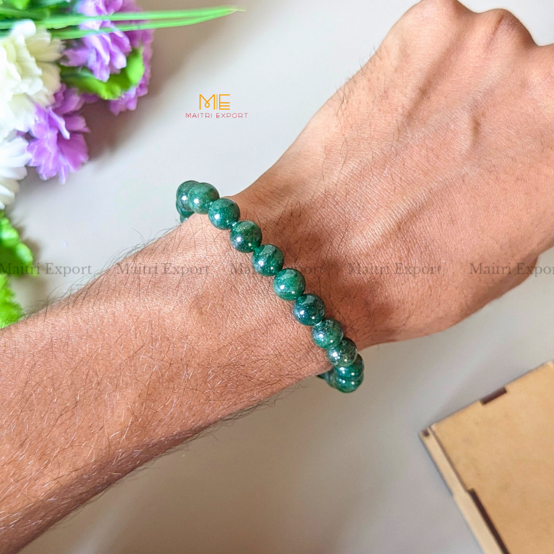 Green Jade 8mm Natural Star quality Crystal Healing Bracelet-Maitri Export | Crystals Store