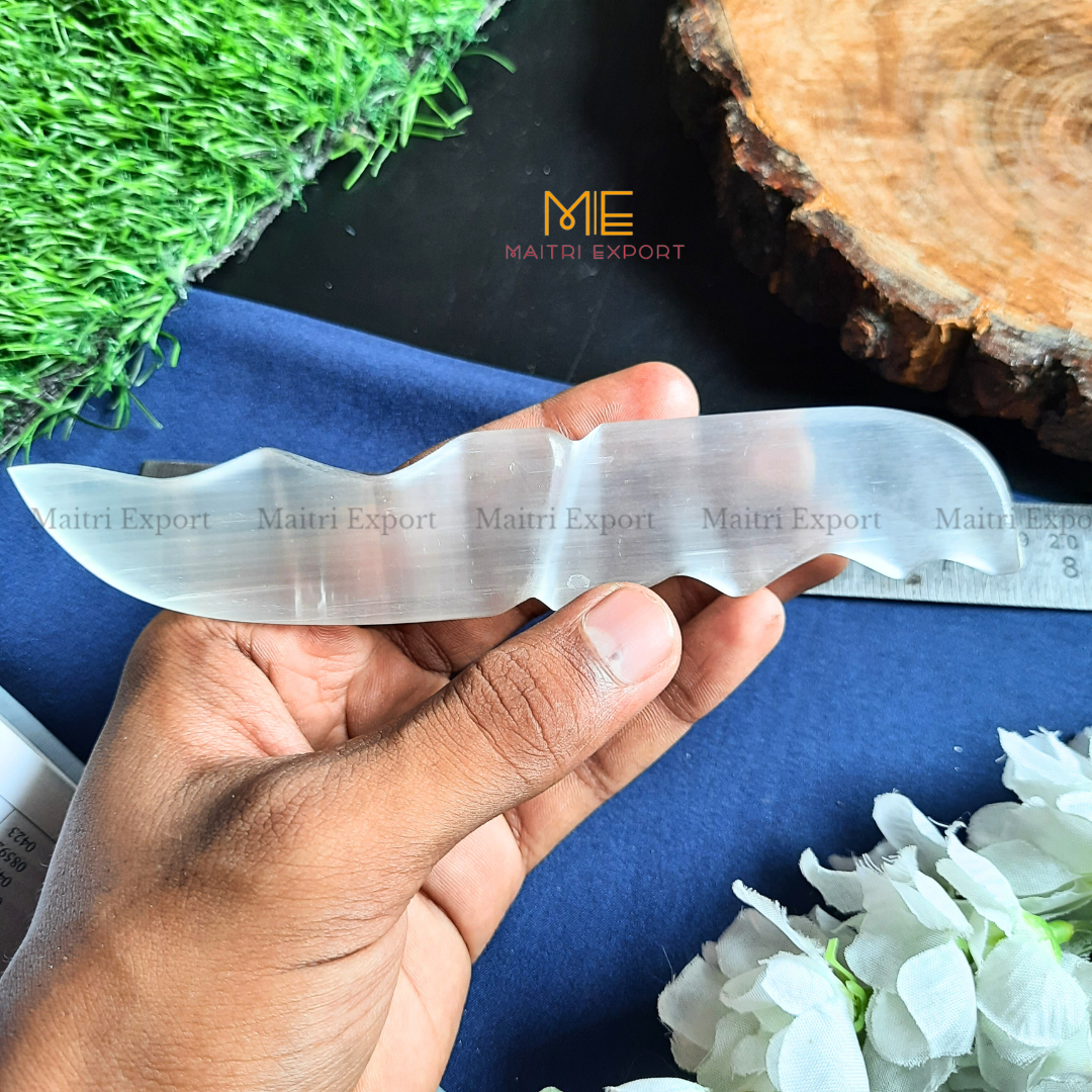 Natural crystal stone Selenite hand carved knife-Maitri Export | Crystals Store