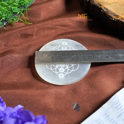 Natural selenite plate with different carvings-Maitri Export | Crystals Store