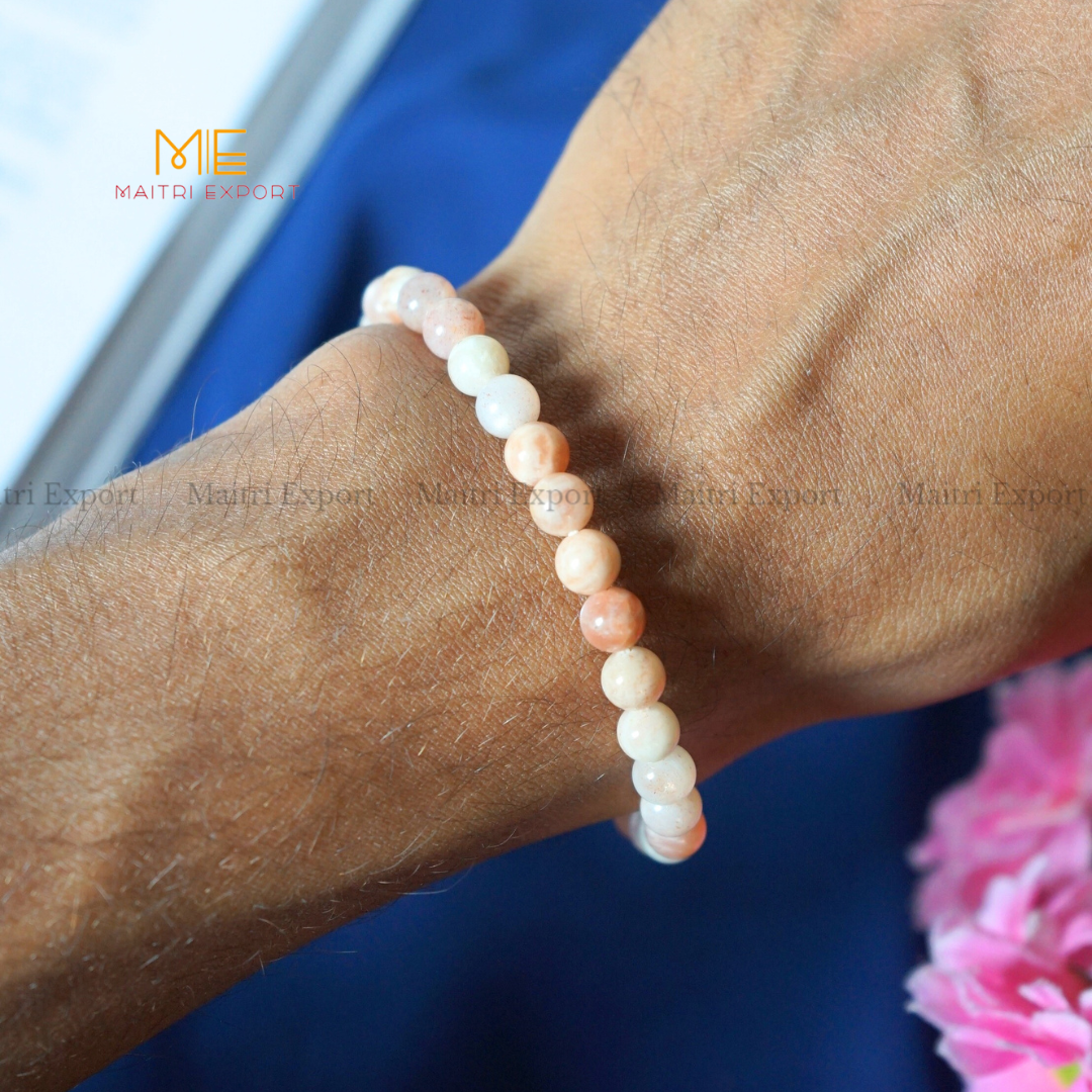 Peach Moonstone Natural Crystal Healing Bracelet-Maitri Export | Crystals Store