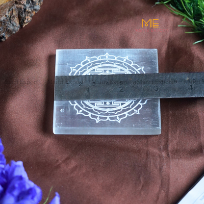 Natural selenite plate with different carvings-Maitri Export | Crystals Store