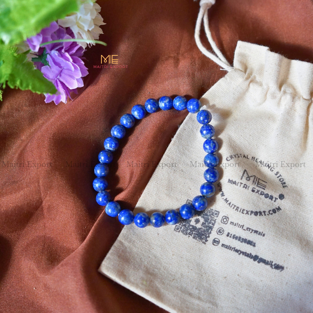 Lapis Lazuli 8mm Natural Crystal Healing Bracelet ( High Quality )-Maitri Export | Crystals Store