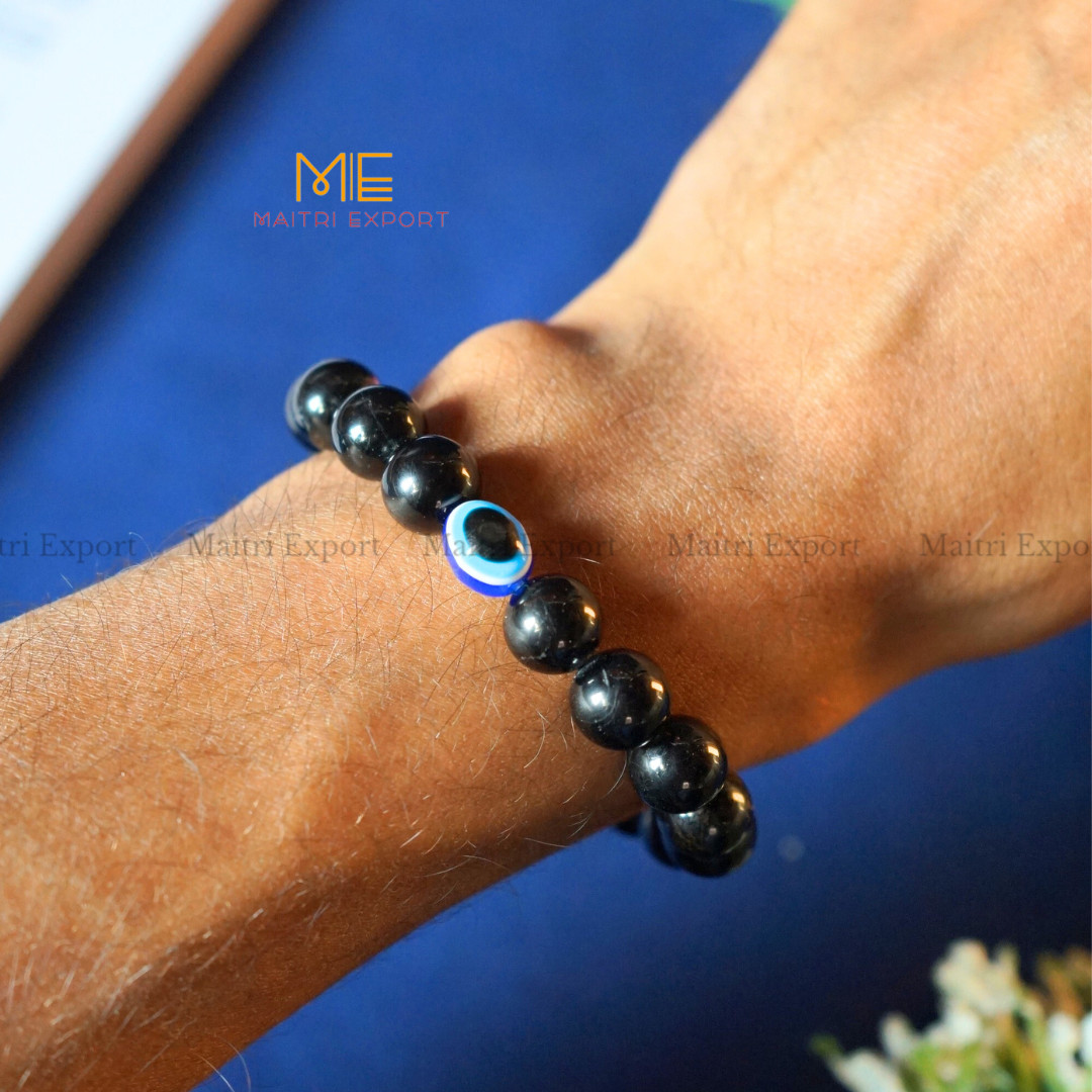 10mm Round beads Healing Crystals with Evil Eye Bracelet-Maitri Export | Crystals Store