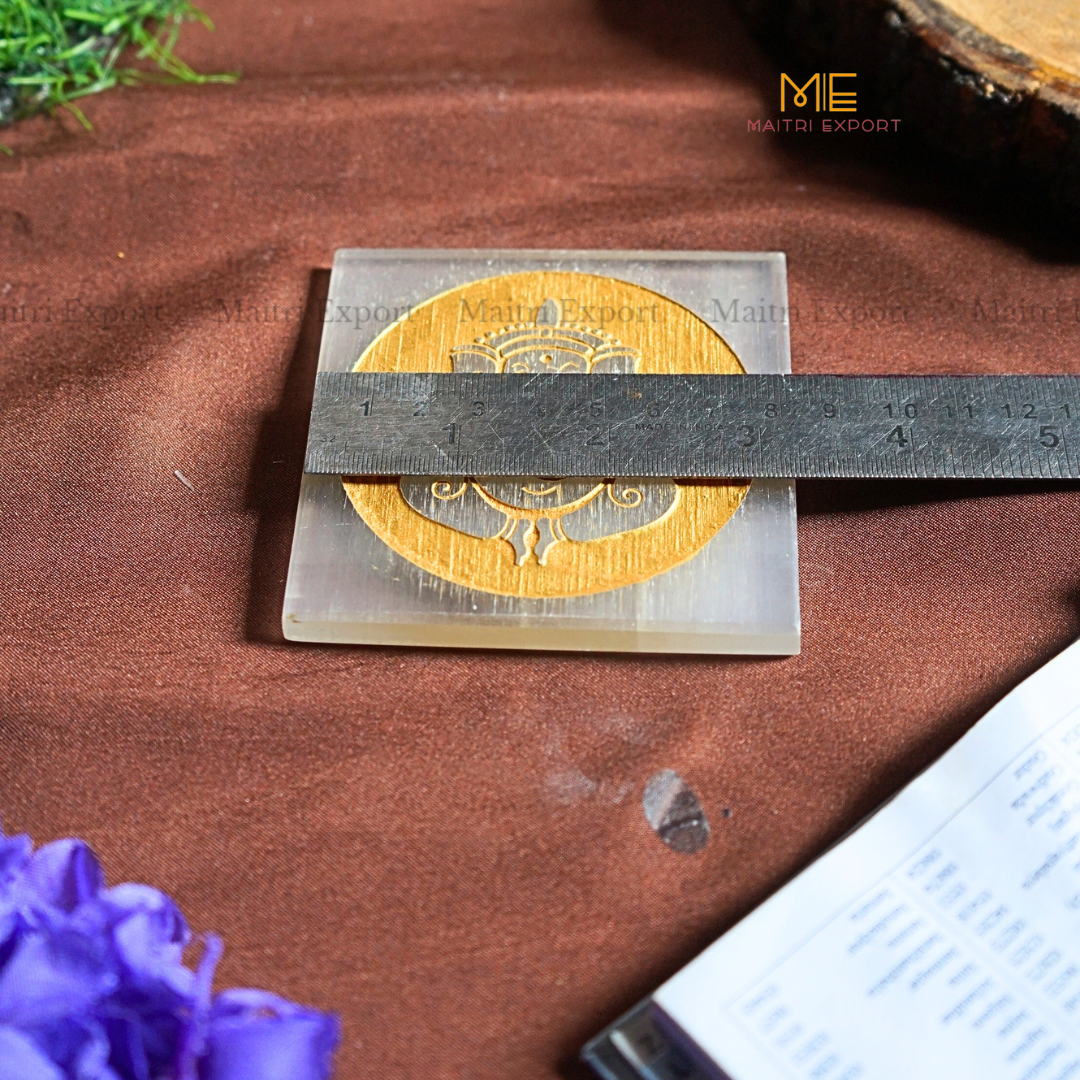 Natural selenite plate with different carvings-Maitri Export | Crystals Store