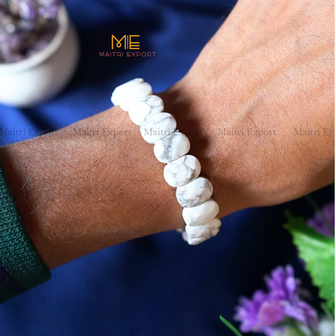 Oval Shape Faceted Crystal Beads bracelet-Howlite-Maitri Export | Crystals Store