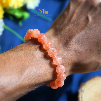 Peach Moonstone Natural Crystal Healing Bracelet-Maitri Export | Crystals Store