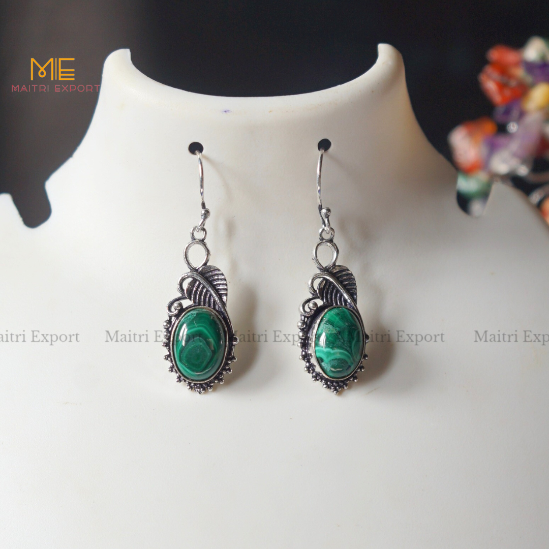 Hanging Gemstone crystal Earrings (2)-Maitri Export | Crystals Store