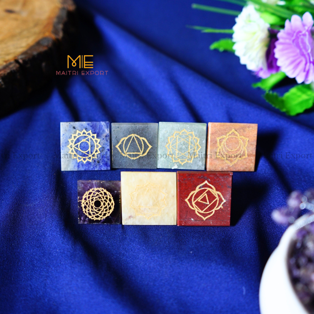 7 chakra pyramid set ( Size: 1 inch )-Maitri Export | Crystals Store