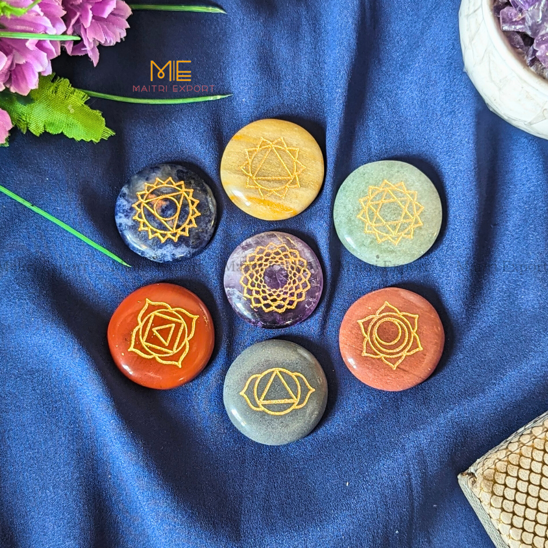 7 Chakra Round Set-Without Box-Maitri Export | Crystals Store