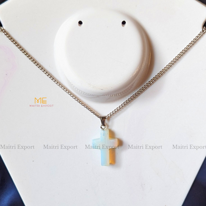 Christian Symbol Cross Shape Crystal Healing Pendant-Maitri Export | Crystals Store