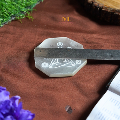 Natural selenite plate with different carvings-Maitri Export | Crystals Store