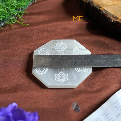 Natural selenite plate with different carvings-Maitri Export | Crystals Store