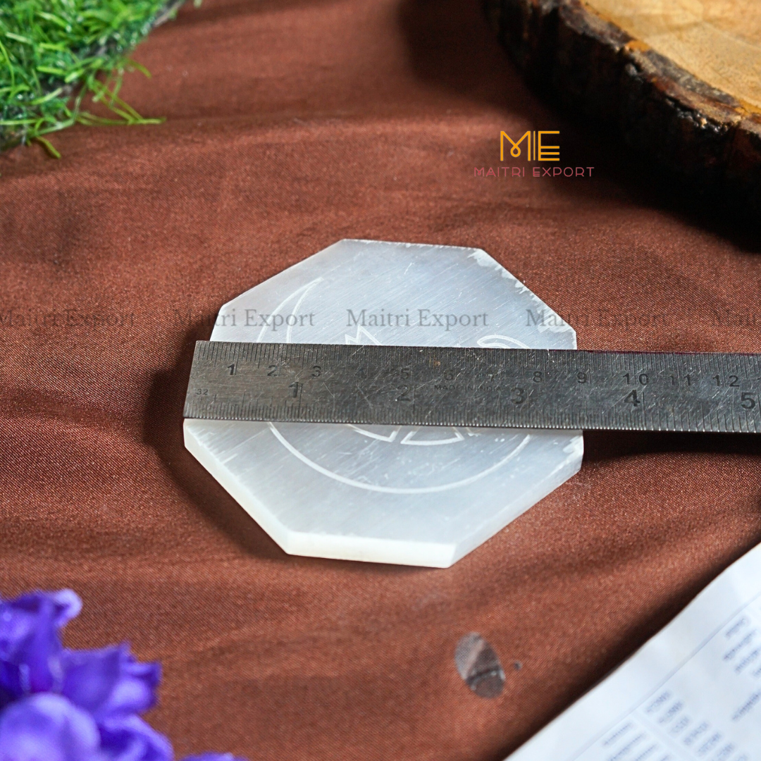 Natural selenite plate with different carvings-Maitri Export | Crystals Store