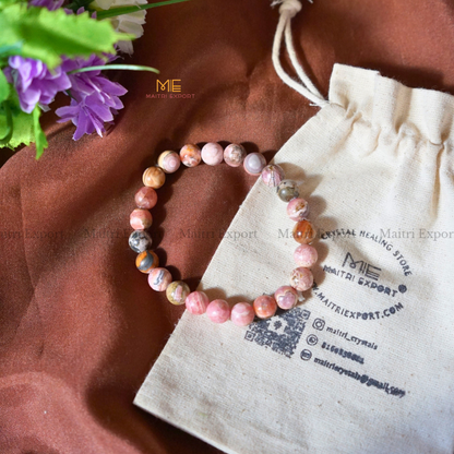 Rhodochrosite Argentina 8mm Natural Crystal Healing Bracelet-Maitri Export | Crystals Store